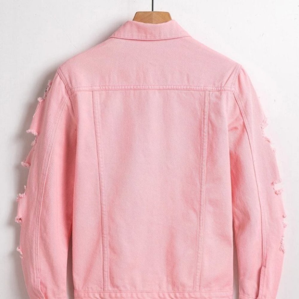 Pink Mens Denim Jacket - Picture 3 of 7